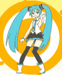 A gif of Hatsune Miku dacing from Po Pi Po.